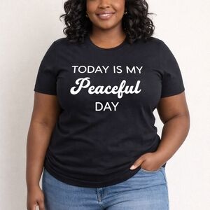 Women's Black Graphic Tee - Peaceful Day